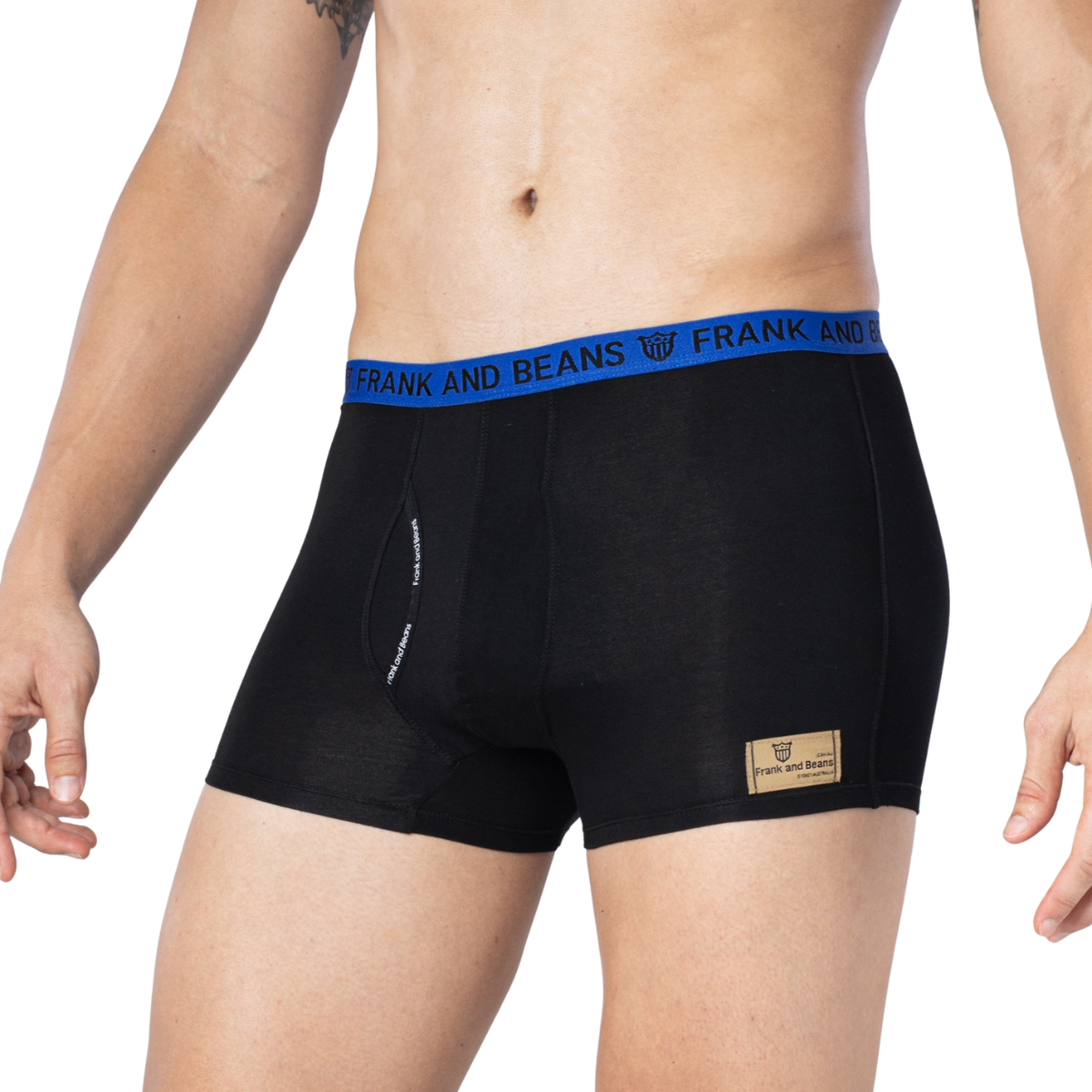 Frank and Beans Underwear Mens Cotton Boxer Briefs S M L XL XXL - Black Blue Midnight Men Side