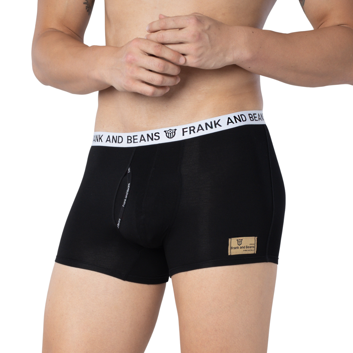 Mens Cotton Modal Boxer Briefs Black/White