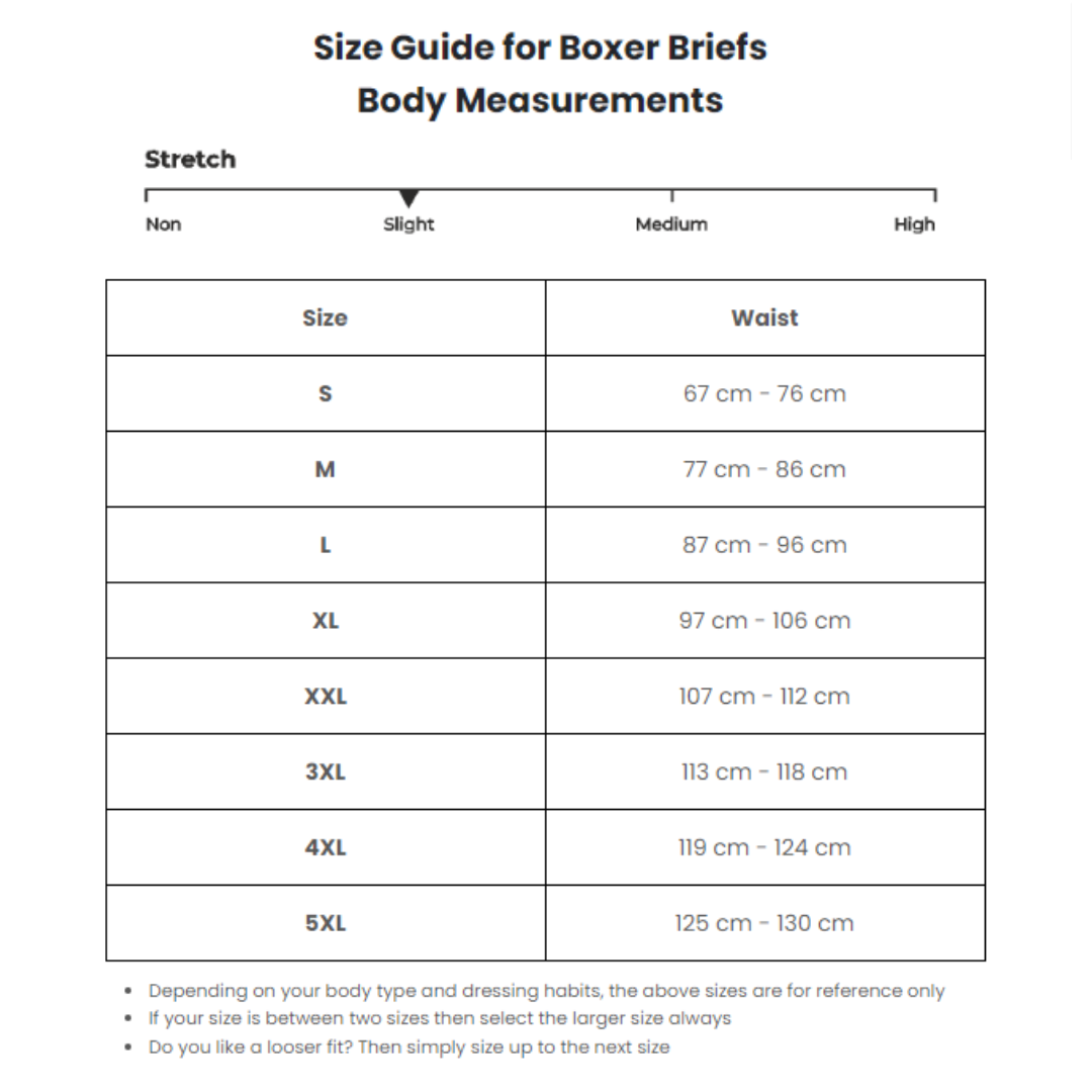 size chart best trunk underwear